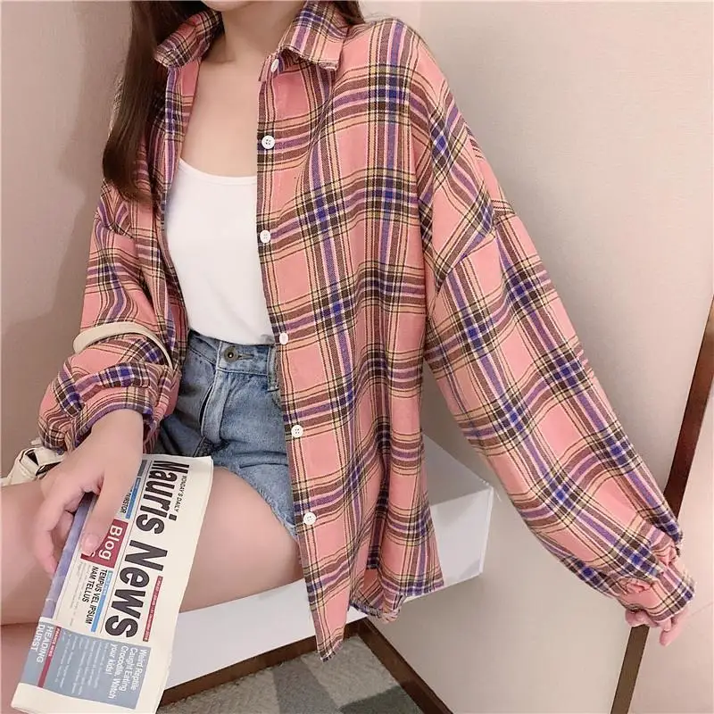 Korean Style Plaid Classic Loose Shirts Blouse Women Daily All-match Cute Student Women Clothing 2020 New - Image 5