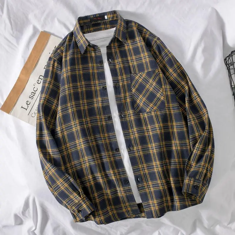 Korean Style Oversized Plaid Shirt Women Tops Turn-Down Collar Loose Long Sleeve Casual Shirts 2020 Fashion Many Colour - Image 4