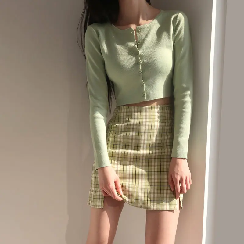 Korean Style O-neck Short Knitted Sweaters Women Thin Cardigan Fashion Open Front Button Up Short Sleeve Sun Protection Crop Top - Image 4