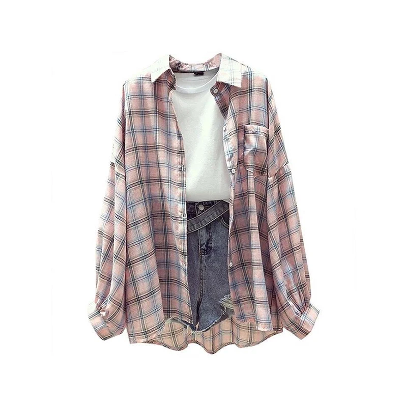 Korean Style Plaid Classic Loose Shirts Blouse Women Daily All-match Cute Student Women Clothing Fashion Vintage Shirt - Image 5