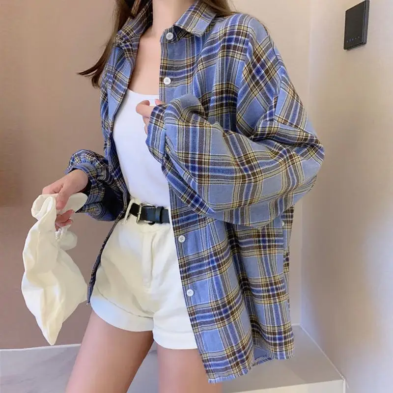 Korean Style Plaid Classic Loose Shirts Blouse Women Daily All-match Cute Student Women Clothing 2020 New - Image 2