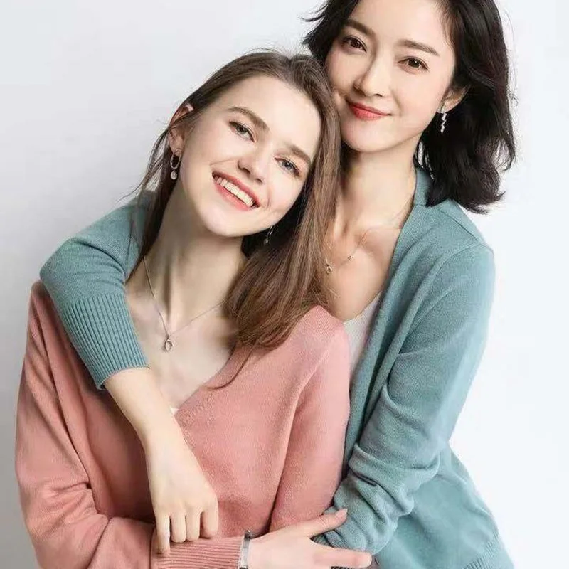 Solid V-Neck Women Cardigan Knitted Sweater Single Breasted Loose Sexy Cardigan Top 2020 Autumn New Fashion Short Crop Top - Image 5