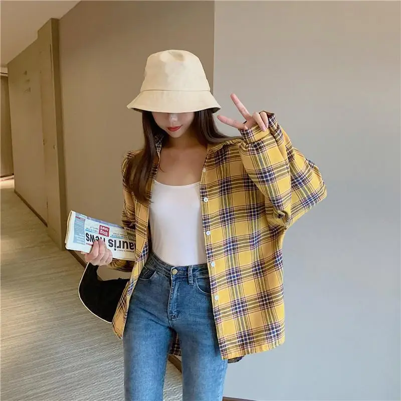 Korean Style Plaid Classic Loose Shirts Blouse Women Daily All-match Cute Student Women Clothing 2020 New - Image 6