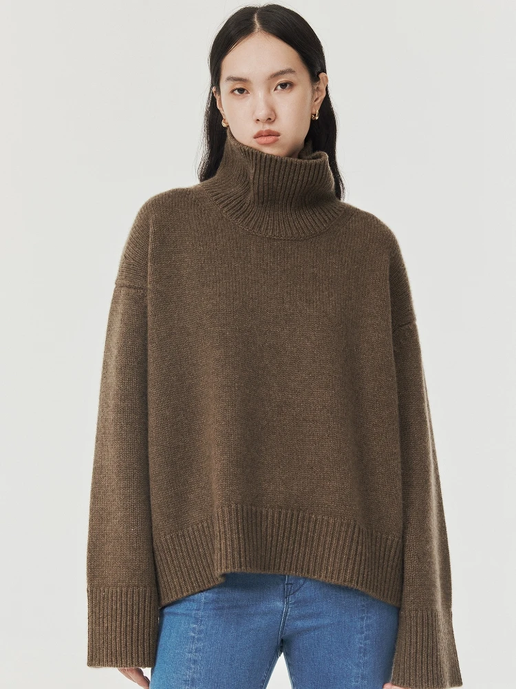 Autumn Winter Thick Cashmere Sweater Women High Neck Pullover Sweater Warm Loose Knitted Base Oversized Lady Vintage Sweater - Image 5