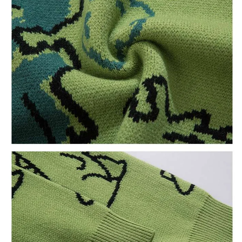 O-Neck Long Sleeve Women's Oversize Sweater Solid Dinosaur Printed Y2k Knitted Sweater Loose Casual Oversized Knitted Pullover - Image 6