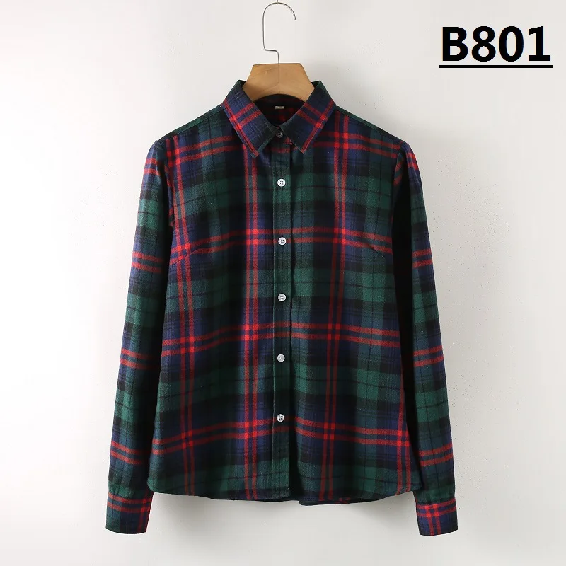 Autumn and Winter 2020 New Plaid Shirt Women's Long Sleeve Cotton Ground Wool Large Size Shirt Korean Loose Fashion Coat - Image 5