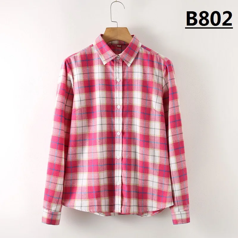 Autumn and Winter 2020 New Plaid Shirt Women's Long Sleeve Cotton Ground Wool Large Size Shirt Korean Loose Fashion Coat - Image 6